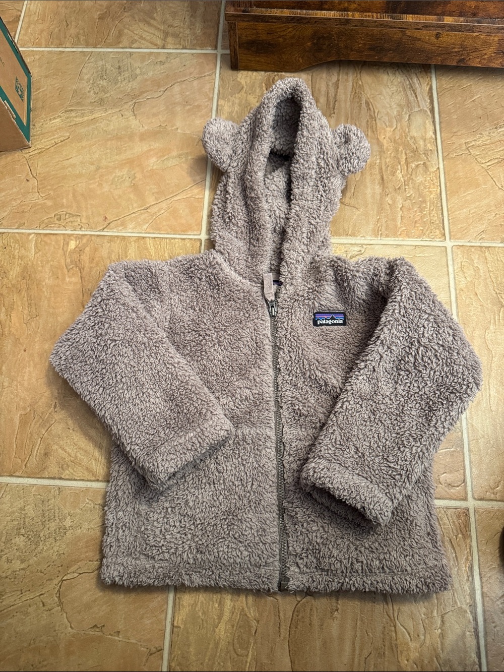 Patagonia Kids Sherpa Hoodie Jacket in Light Taupe